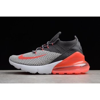 Mens and WMNS Nike Air Max 270 Flyknit Black Grey Orange White AO1023-202 Shoes